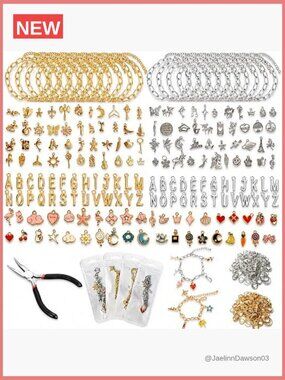 Jewelry Making Kit - 500 Pcs Charm Bracelet DIY Set Stainless Steel
